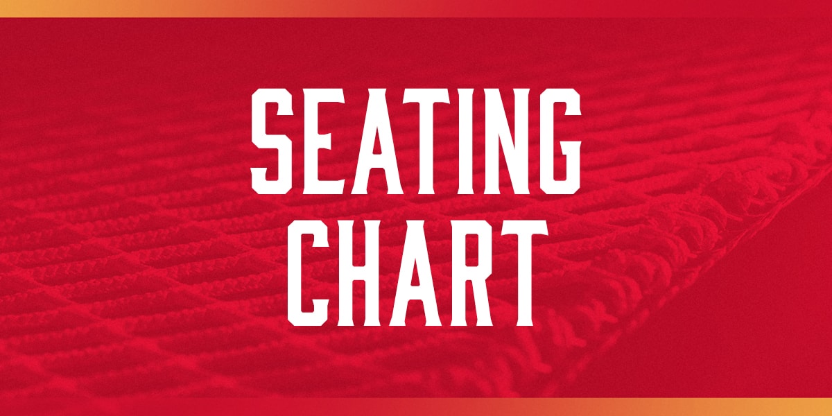 Seating Chart with hockey net closeup background with red overlay